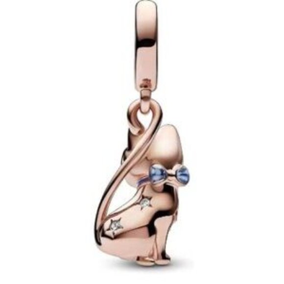 Rose Gold Cat Charm with Crystals - Picture 2 of 4